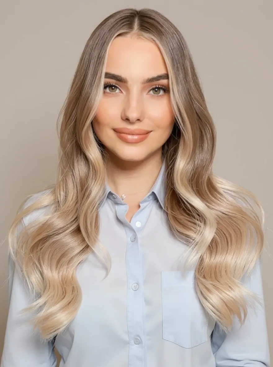 Long Layered Ash Bronde Waves