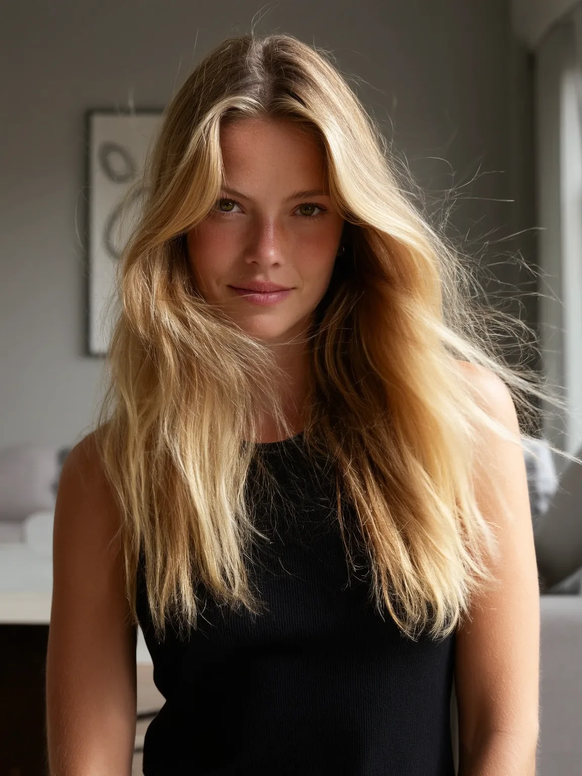 Long Layered Waves with Honey Blonde Balayage