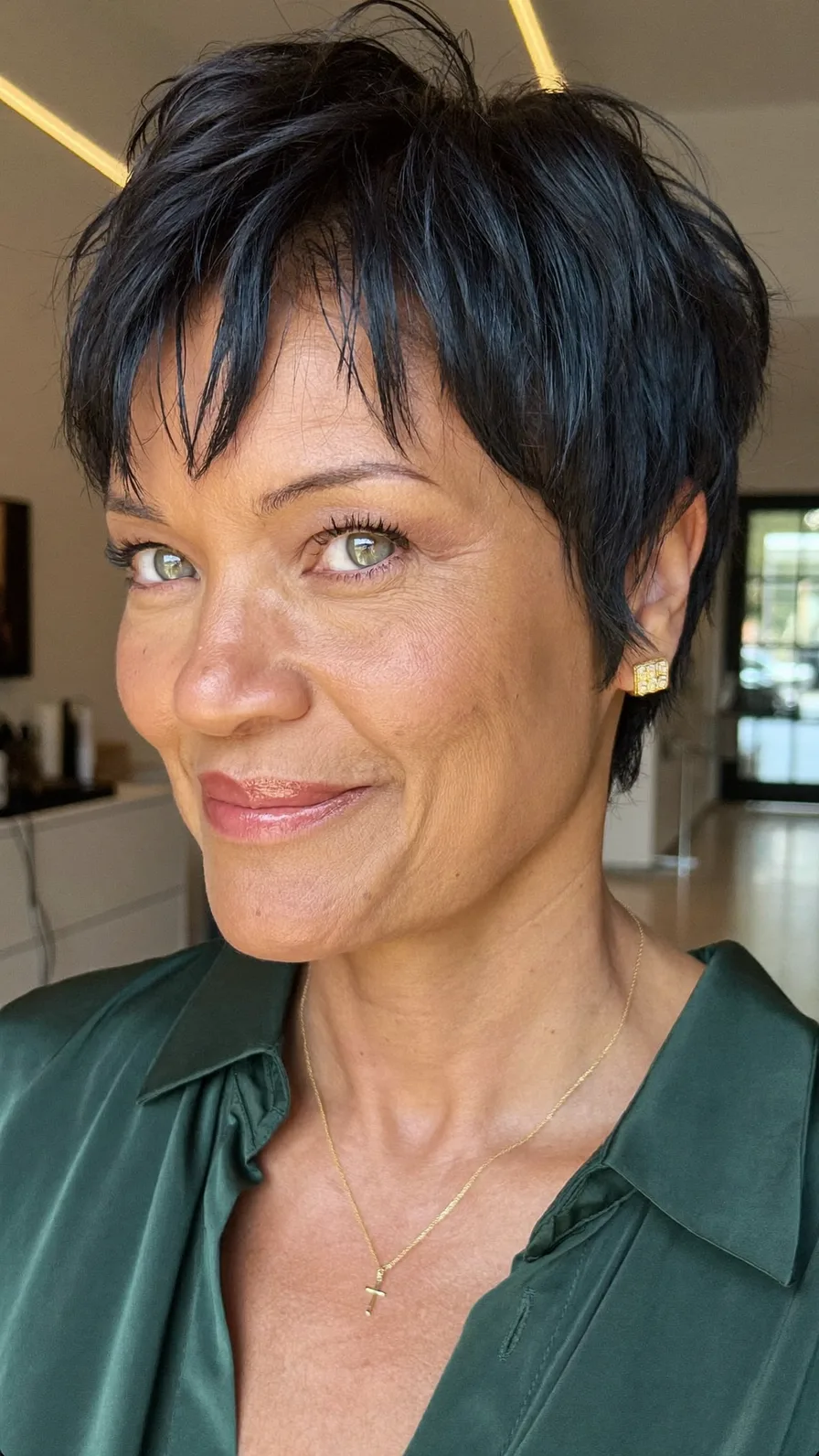 Textured Choppy Pixie with Wispy Bangs for Oval Faces