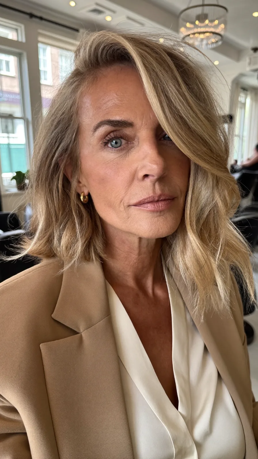 Sophisticated Shoulder-Length Lob with Side-Swept Volume