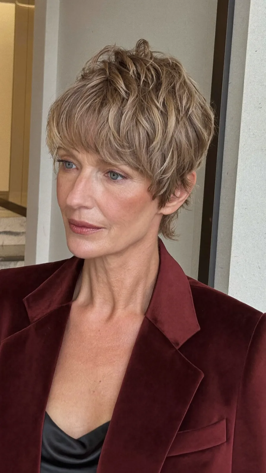 Modern Textured Pixie Cut with Ash Blonde Highlights