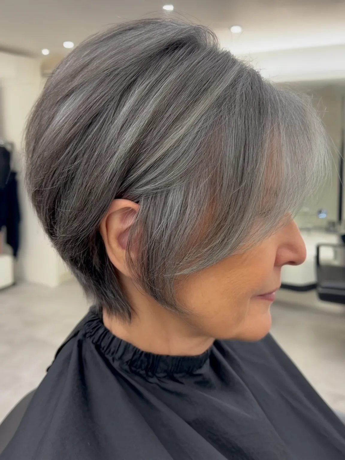 Silver Frost Pixie with Side-Swept Bangs
