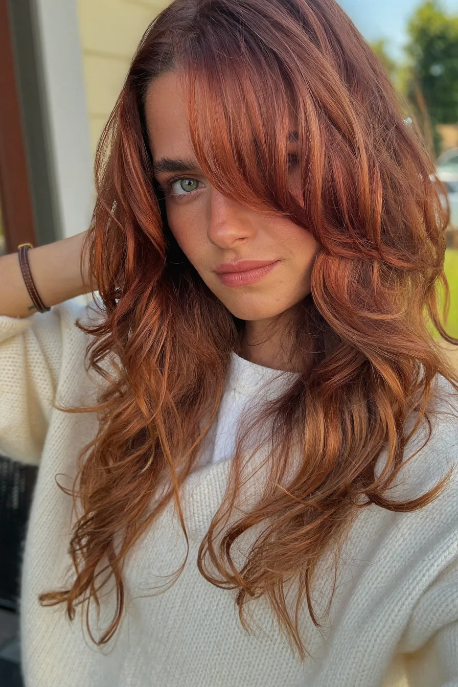 Long Layered Waves with Vivid Black Cherry Shine
