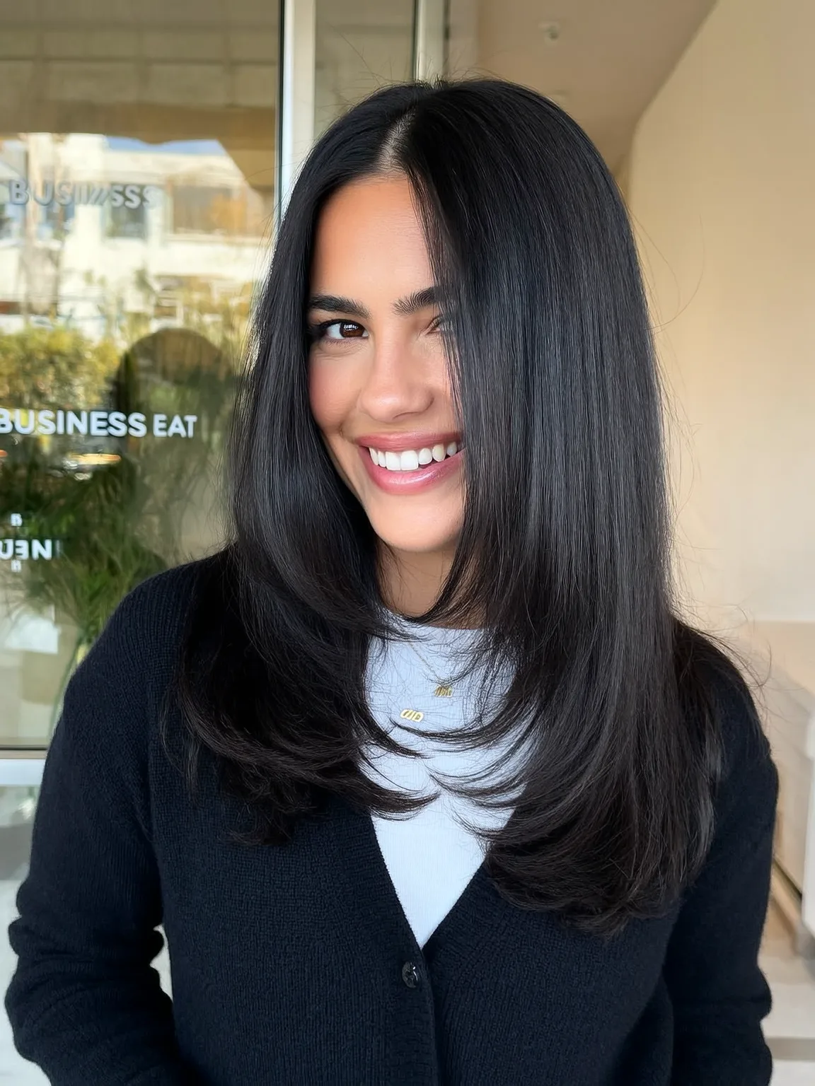 Long Raven Black Layers with Sleek Straight Finish
