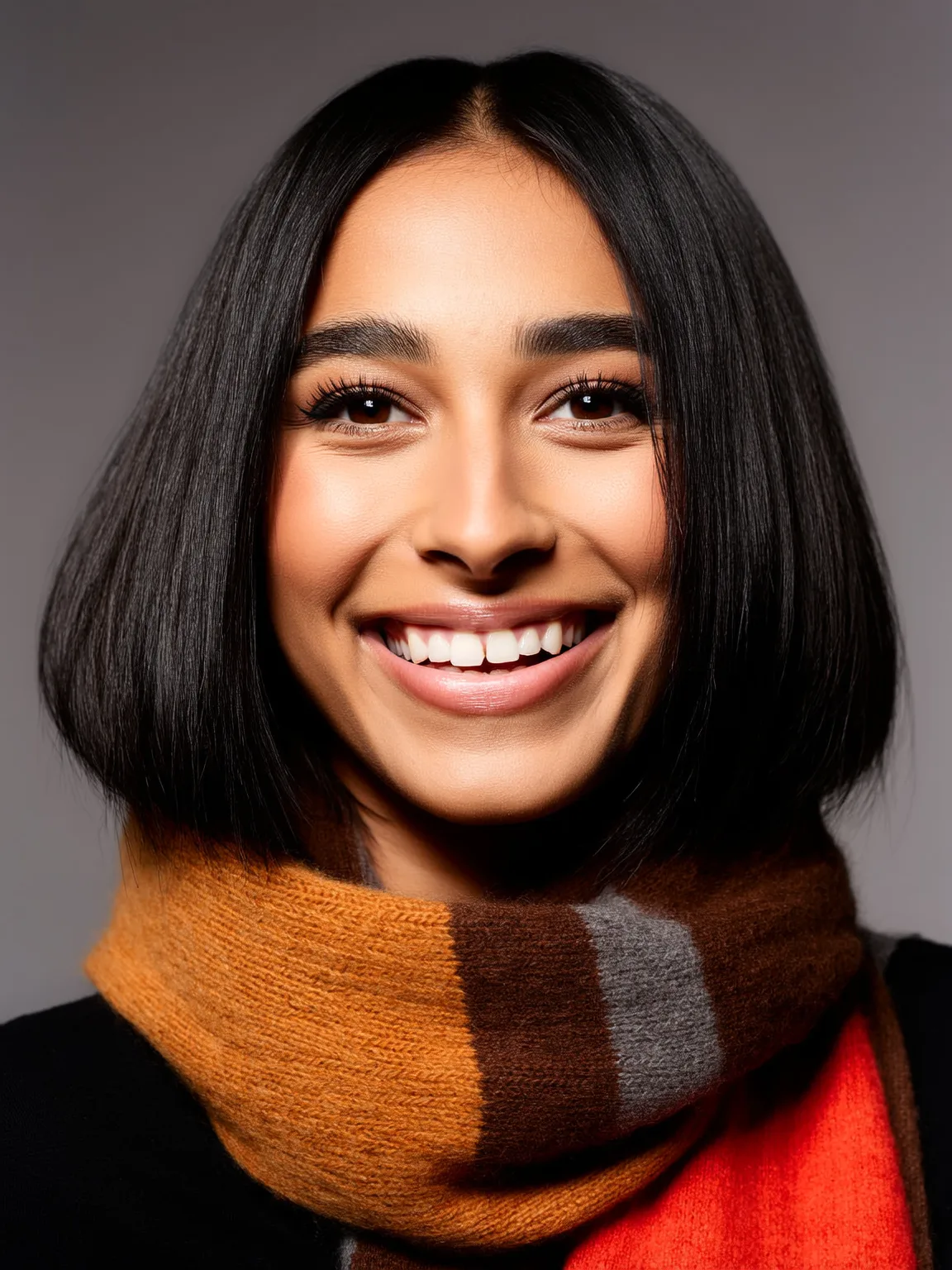 Short Jet Black Bob with Clean Lines and No Bangs