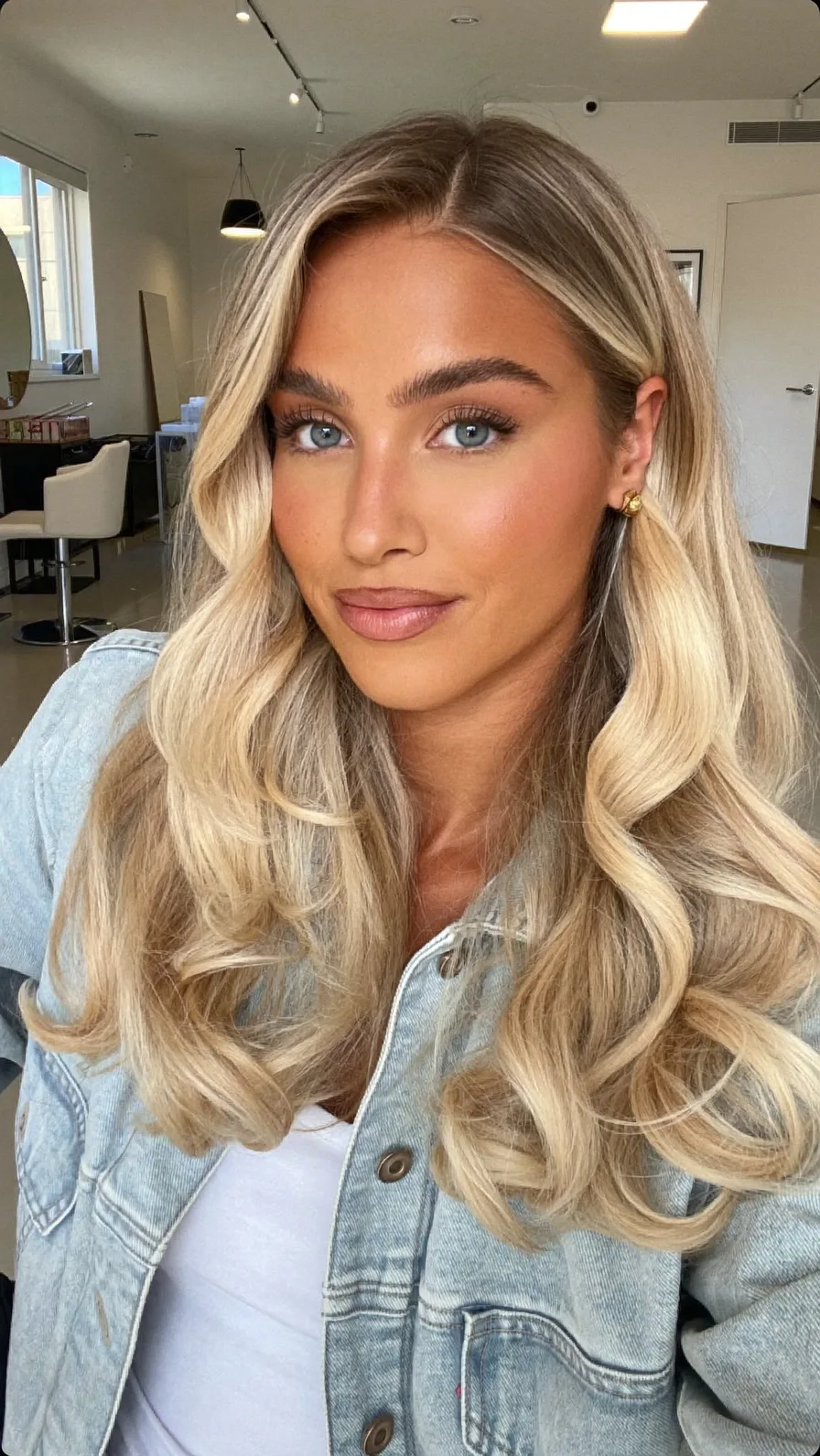 Modern Cool Platinum Blonde Long Layered Wavy Hairstyle
