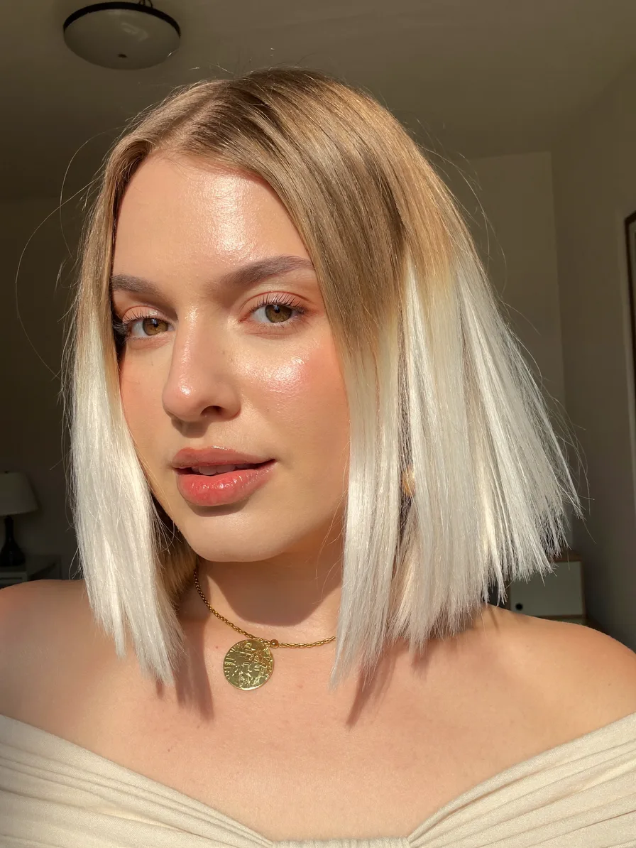 Chic Blunt Bob with Ombre Two-Tone Blonde Finish