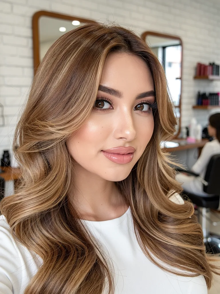 honey blonde balayage layered