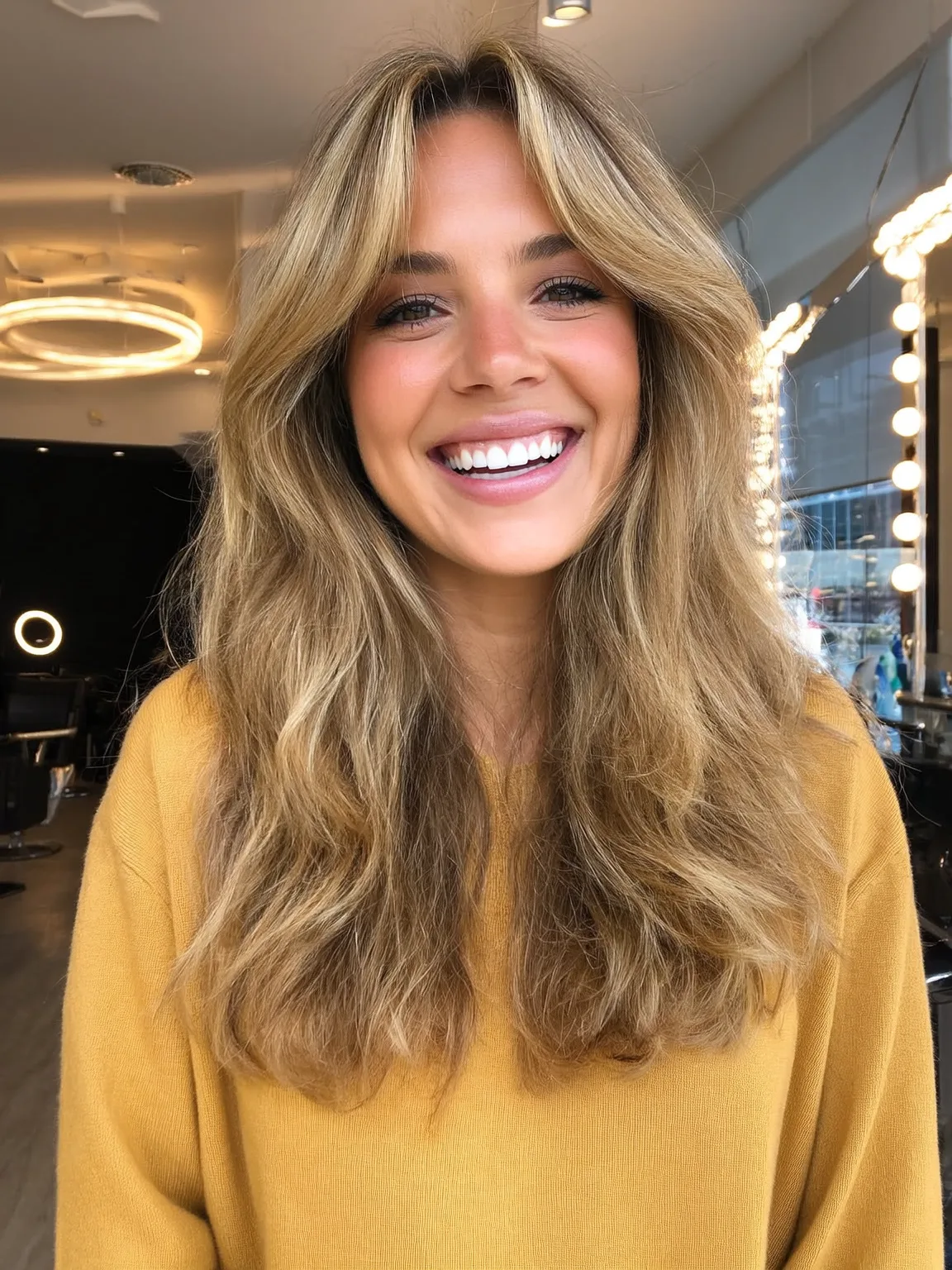 honey blonde balayage layered