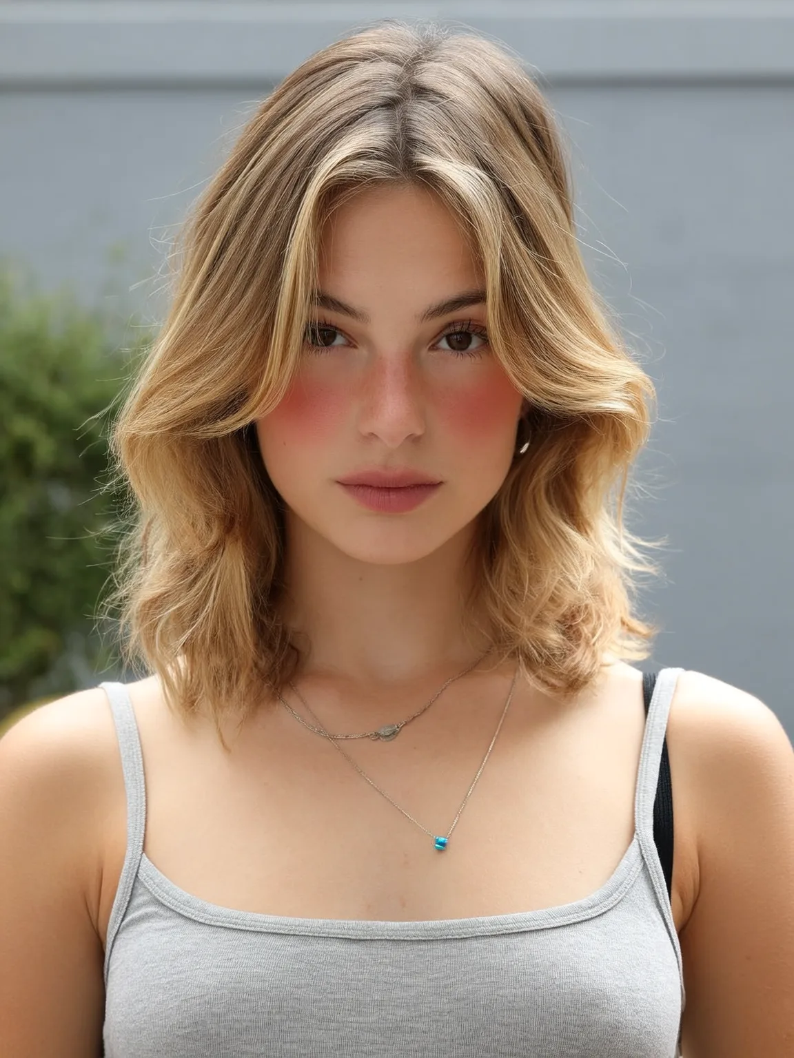 Medium Volume Sandy Blonde Lob for Oval Faces