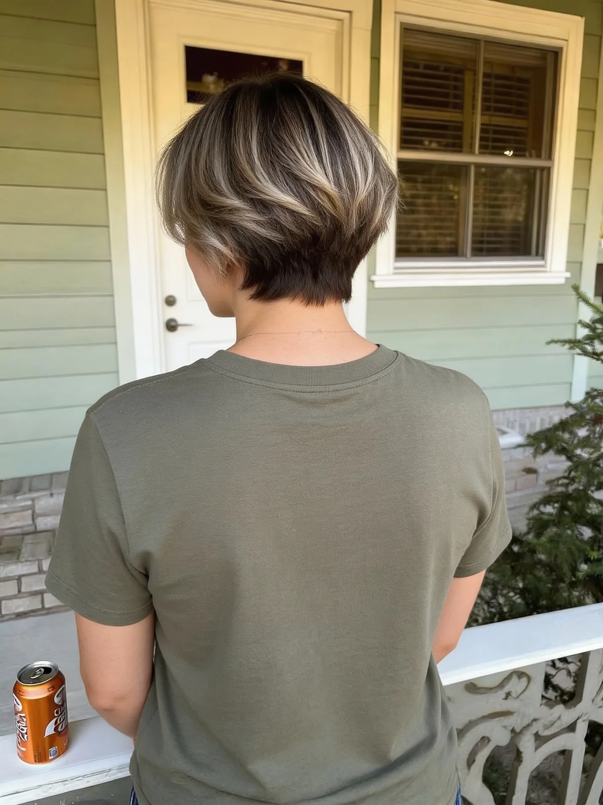 Ash Blonde Pixie with Dark Roots and Side-Swept Bangs