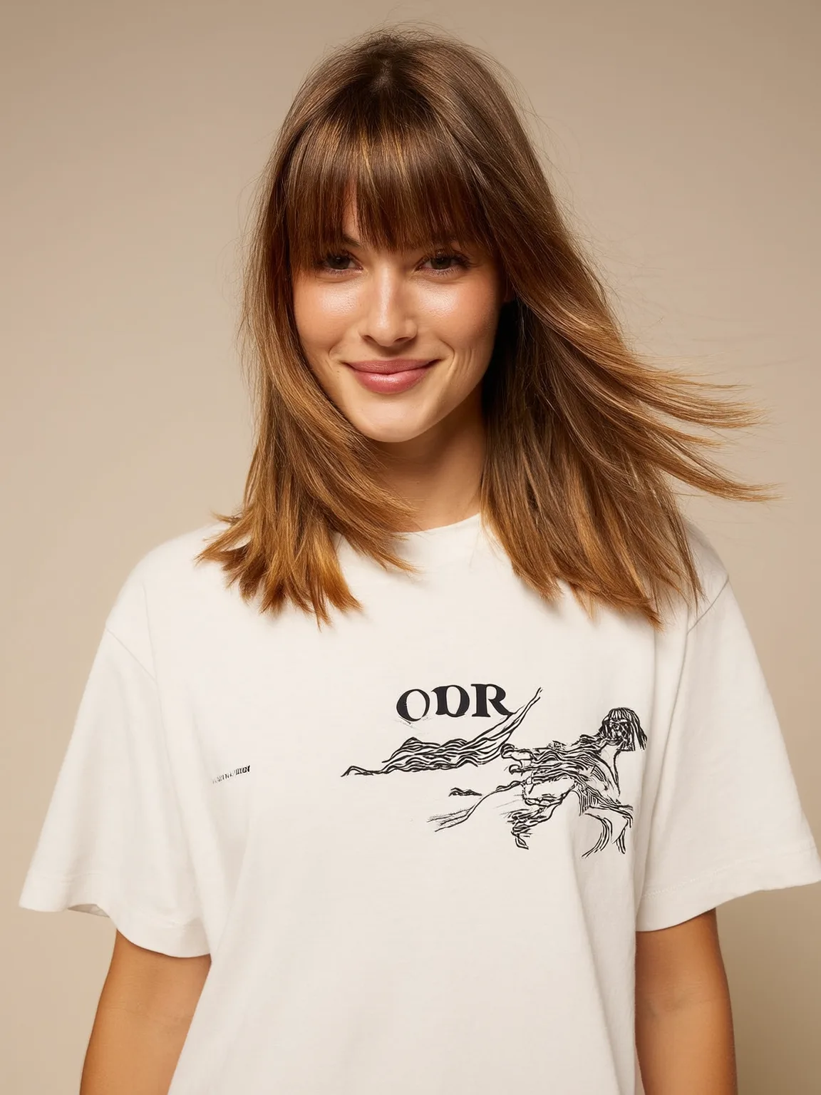 Shoulder-Length Layered Cut with Blunt Bangs in Chestnut Brown