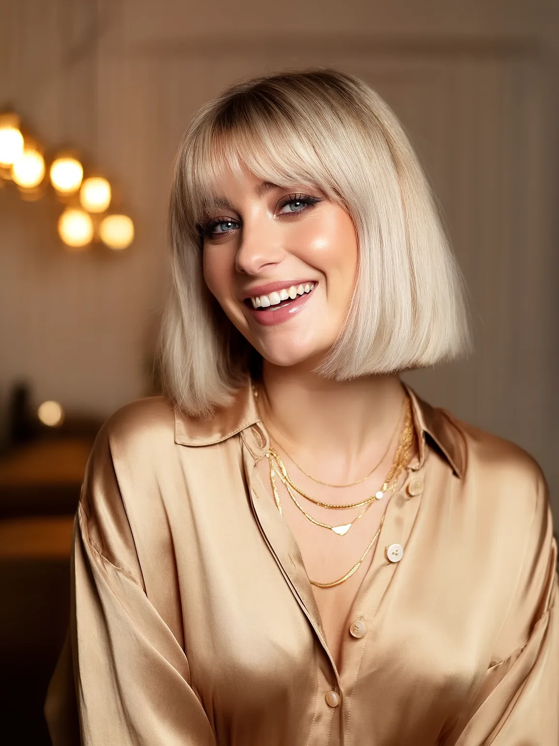 Classic Bob with Silky Vanilla Blonde Finish