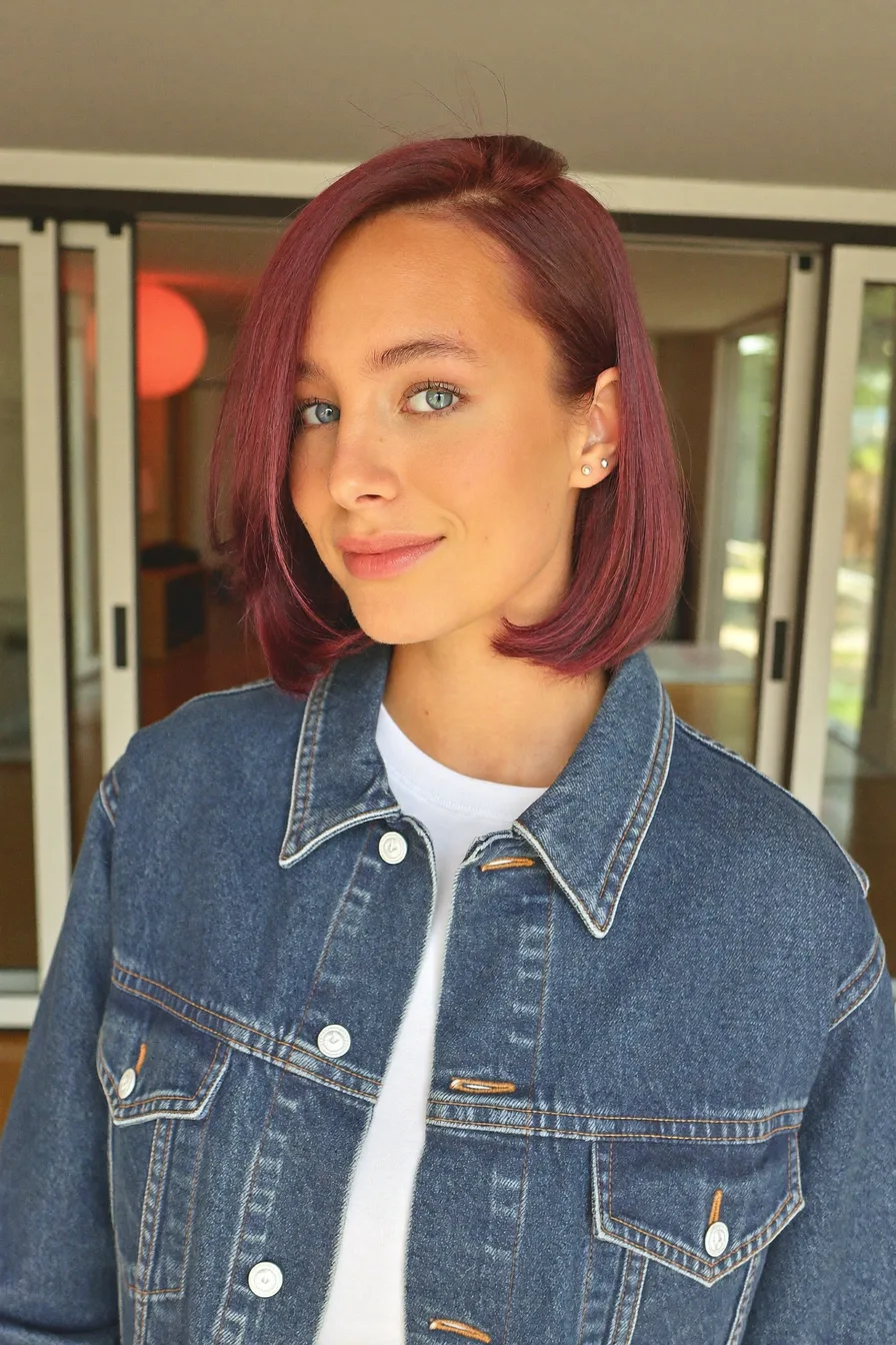 Sleek Burgundy Blunt Bob for Effortless Modern Sophistication
