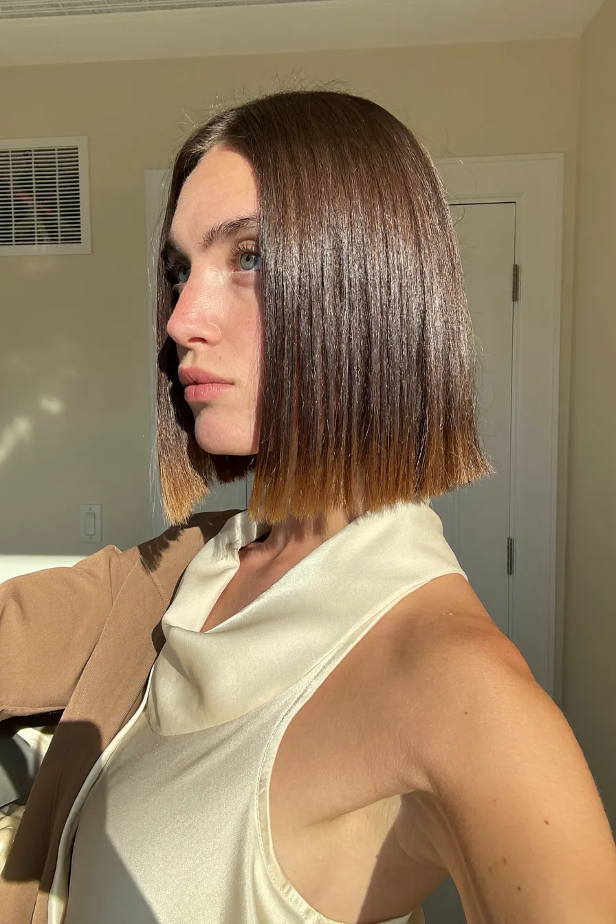 Sleek Center-Parted Blunt Bob for Effortless Sophistication