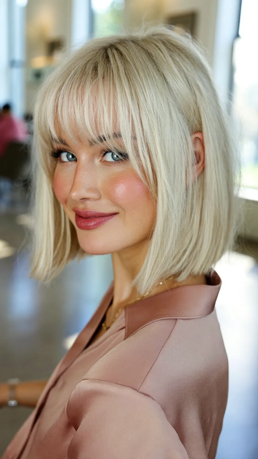 Chic Blunt Bob With Wispy Bangs for a Modern Finish