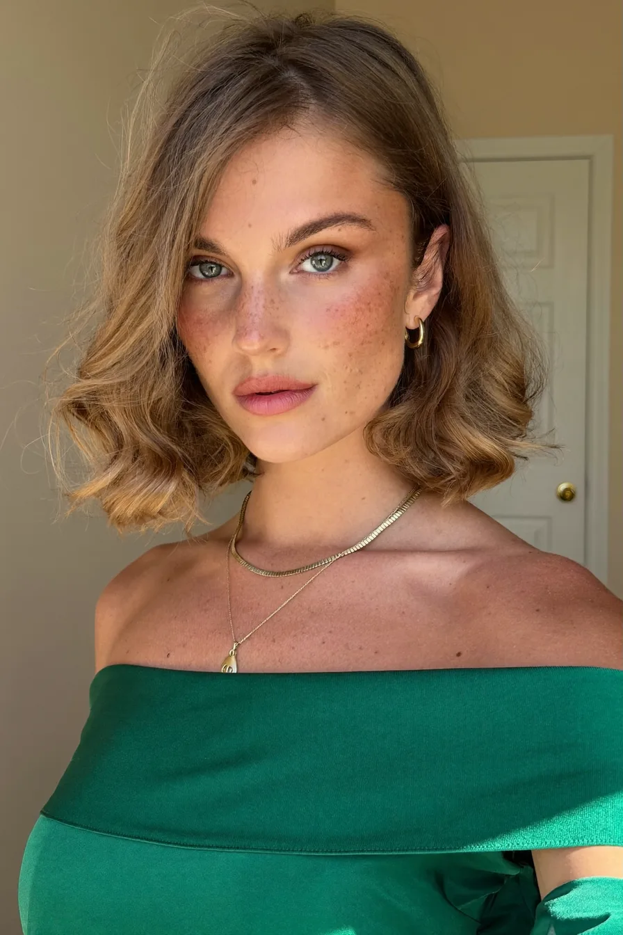 Chic Soft Waves with Classic Blunt Bob for Modern Elegance