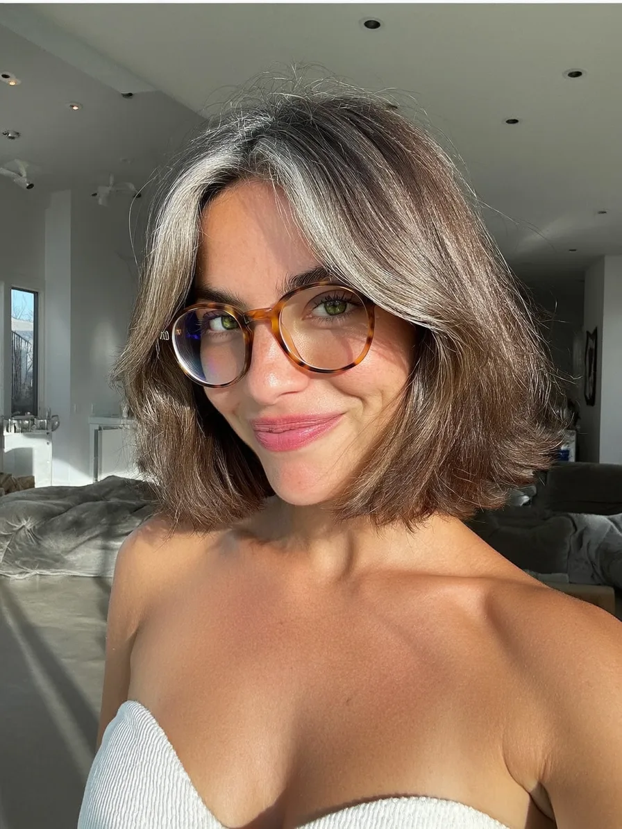Elegant Chin-Length Bob with Ash Brown and Platinum Highlights