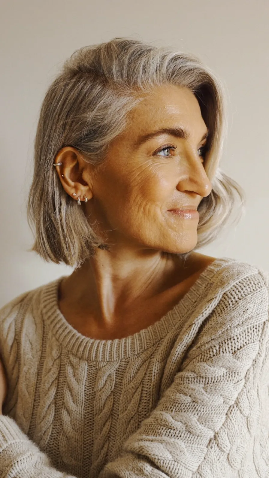 Elegant Blunt Chin-Length Bob with Deep Side Part