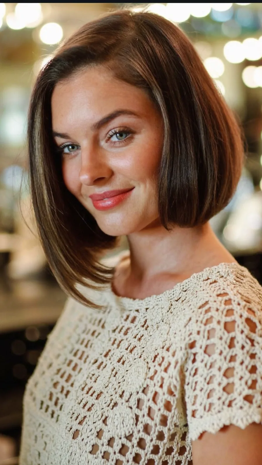 Elegant Chin-Length Bob with Subtle Warm Highlights