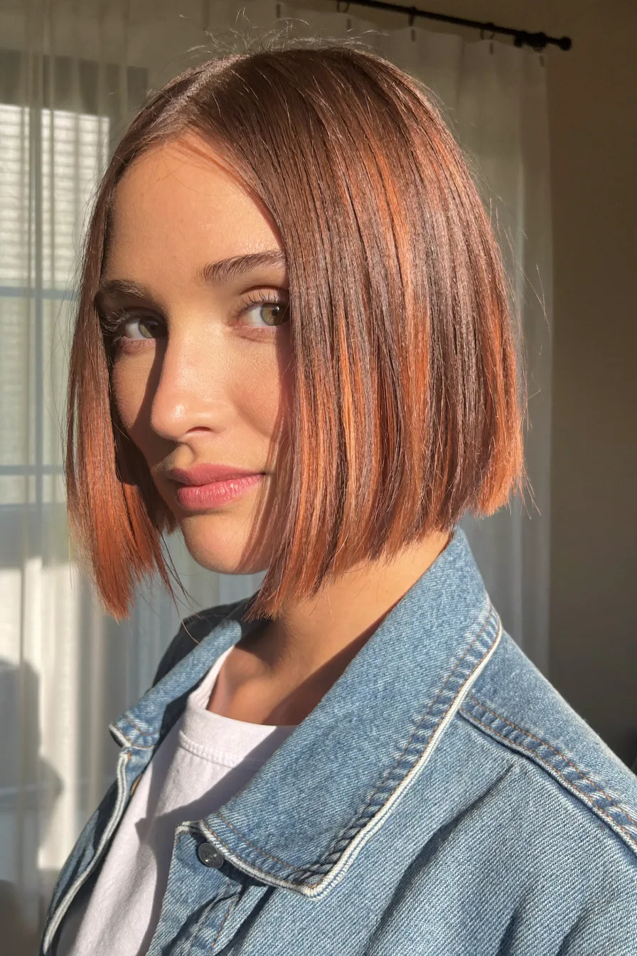 Sleek Middle-Parted Blunt Bob Without Bangs for Effortless Elegance