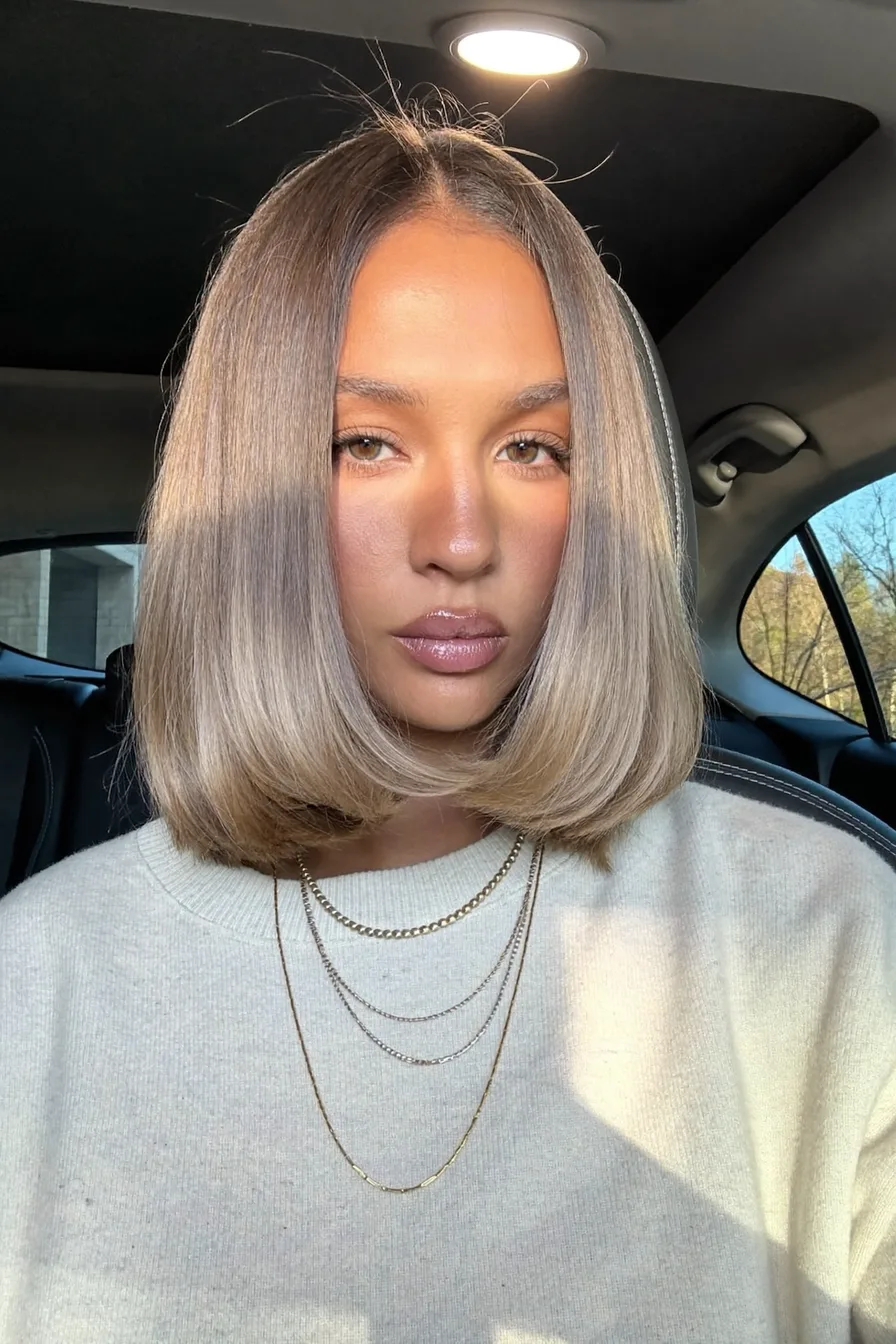 Sleek Blunt Bob With No Bangs for Effortless Sophistication