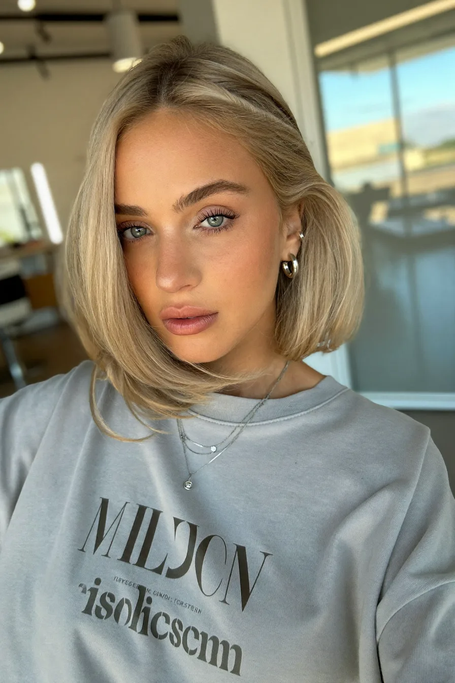 Sleek Blonde Blunt Bob Without Bangs for Effortless Sophistication