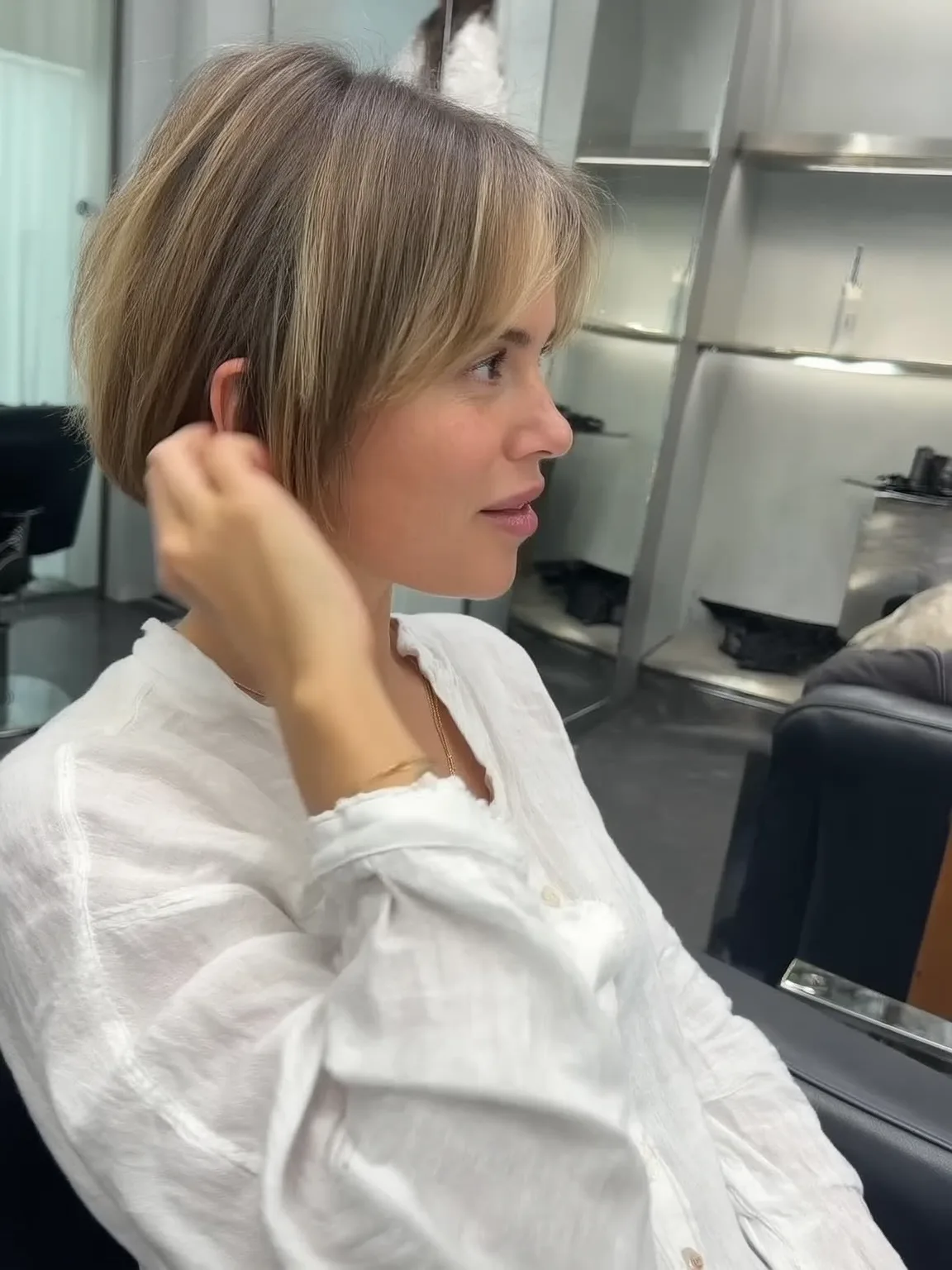 Ash Blonde Bob Highlighted with Soft Lowlights