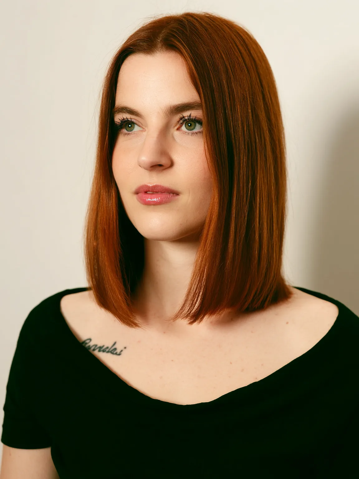 Classic Blunt Bob in Rich Copper Red