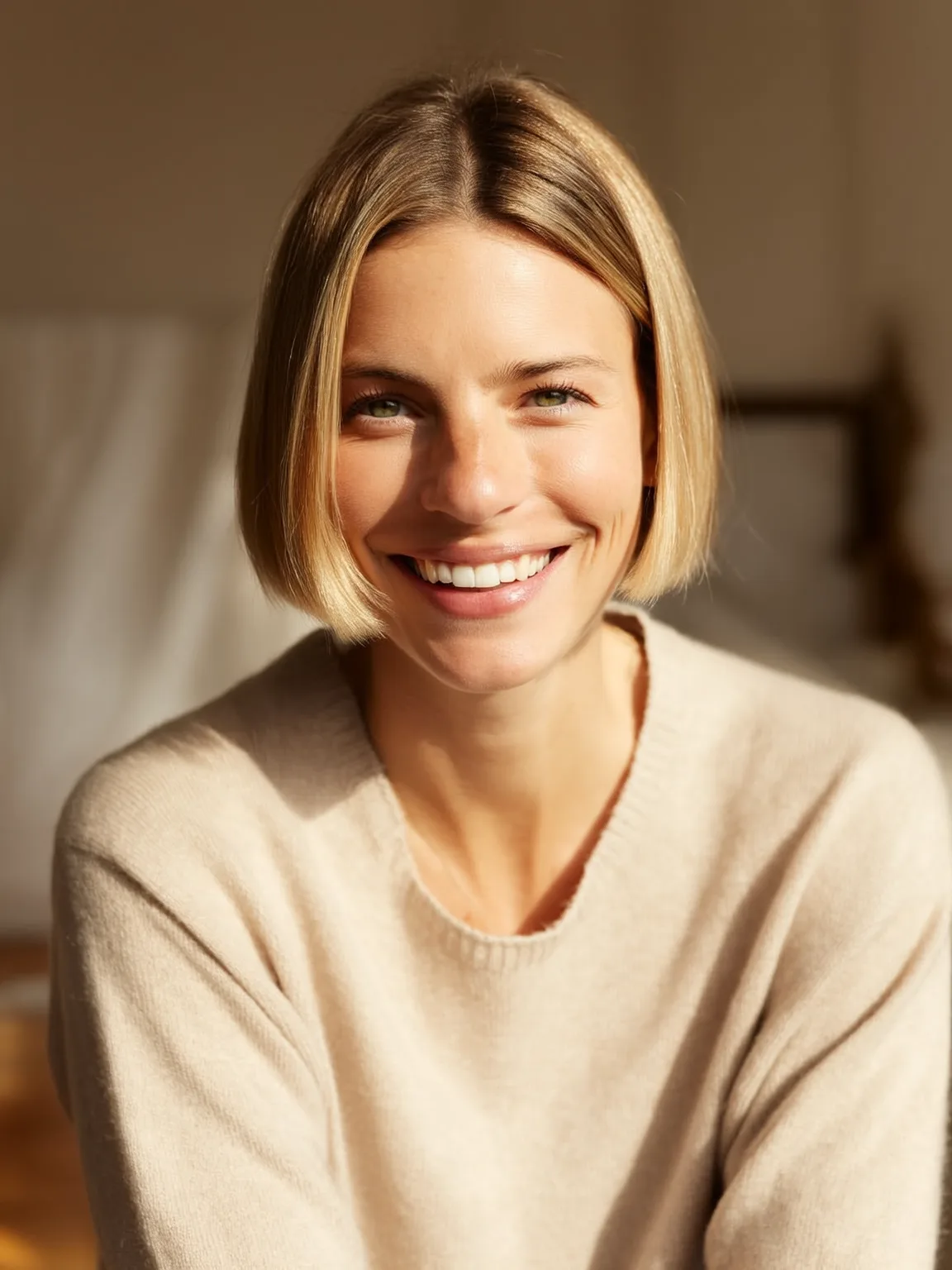 Classic Chin-Length Bob in Honey Blonde
