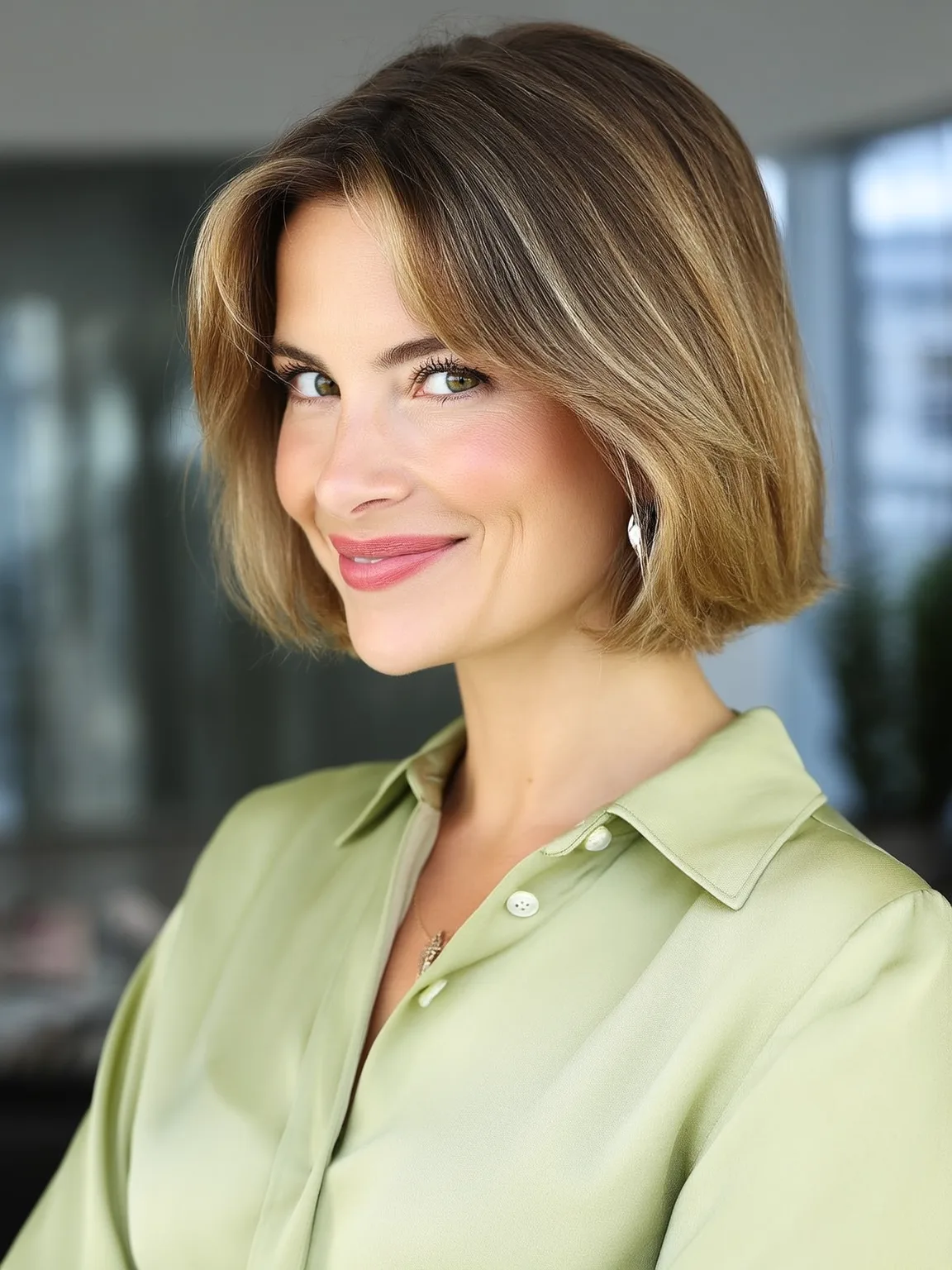 Chin-Length Classic Bob with Sandy Blonde Balayage