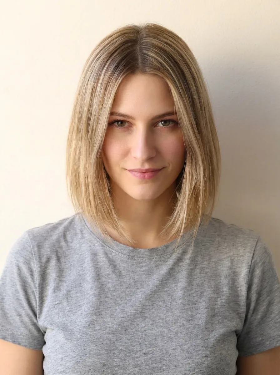 Ash Blonde Lob with Subtle Dimension Highlights