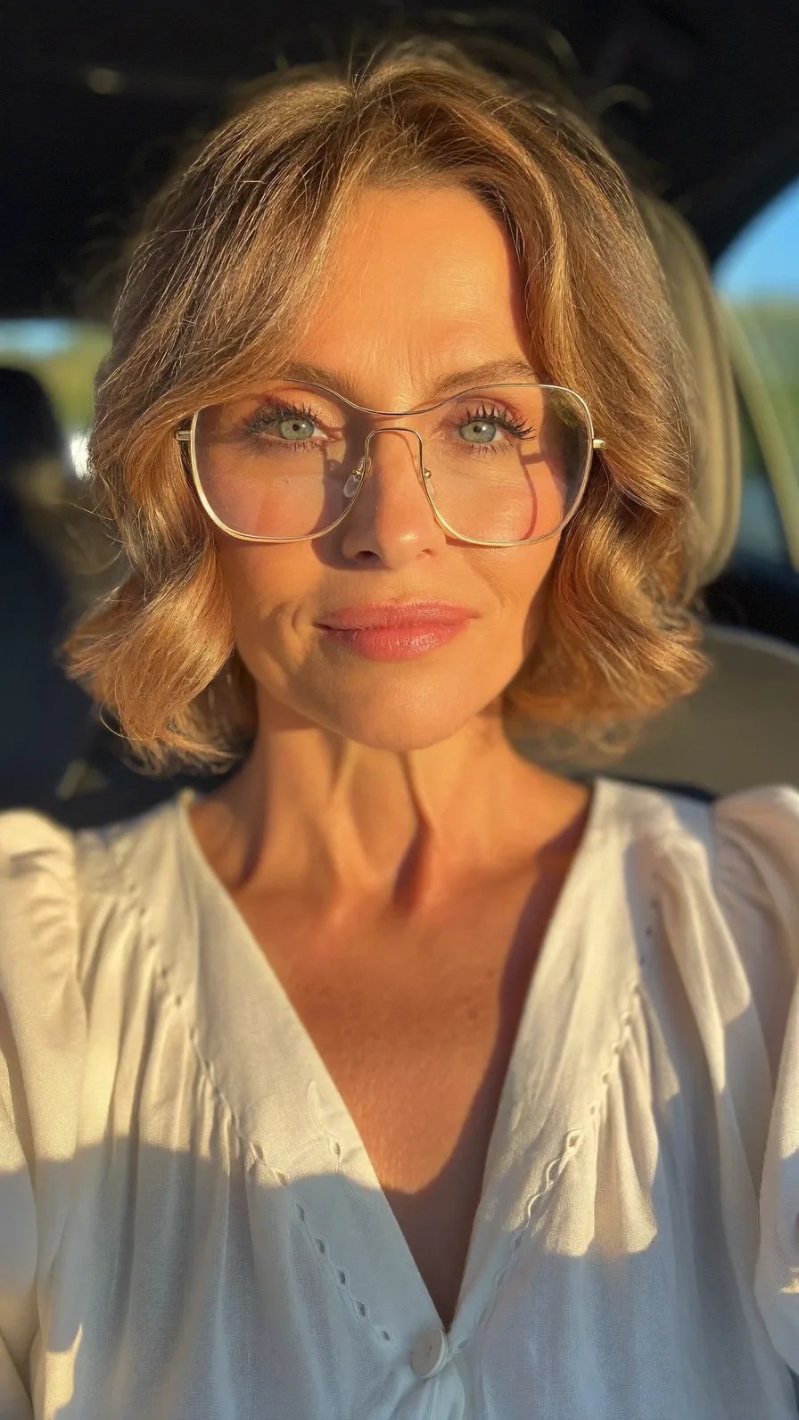 Soft Layered Bob with Curtain Bangs for Mature Women