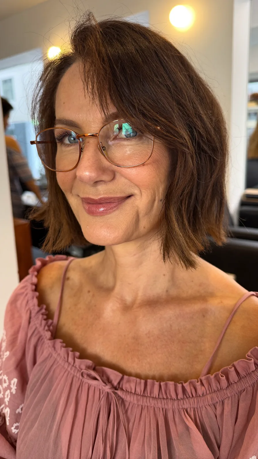 Classic Chin-Length Blunt Bob with Long Side-Swept Bangs