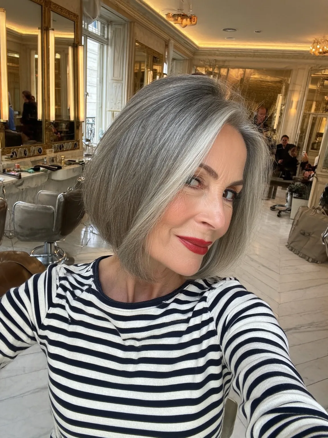 Sleek Silver Frost Straight Bob Without Bangs