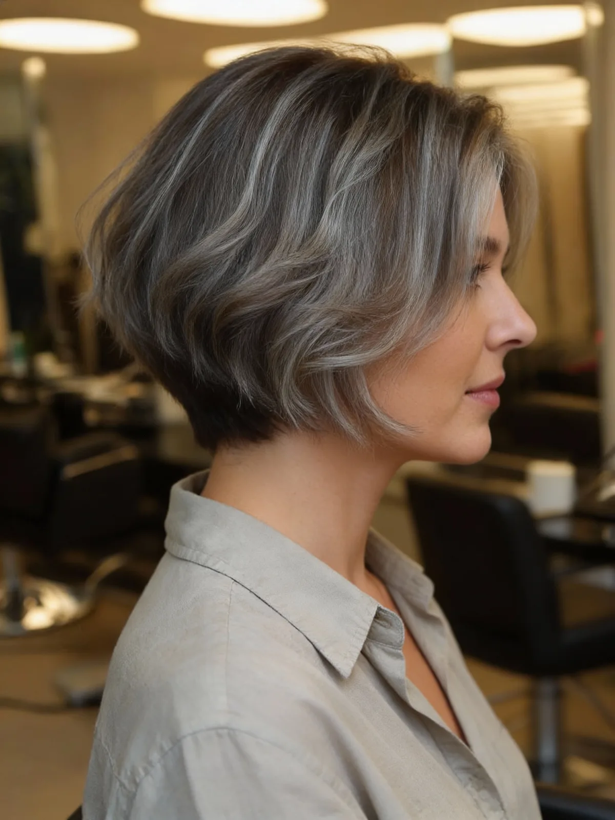 Short Wavy Silver Frost Bob Without Bangs