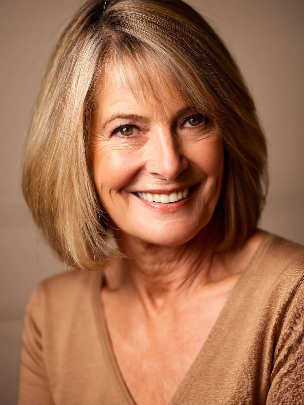 Chin-Length Bob with Caramel and Blonde Highlights