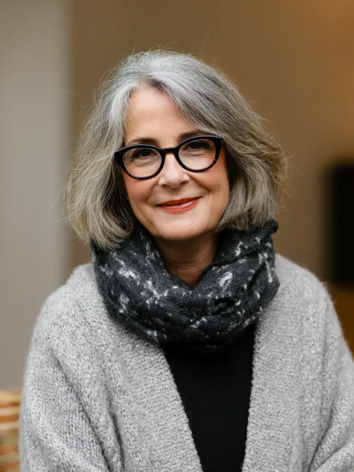 Chin-Length Bob with Natural Silver Gray Shine