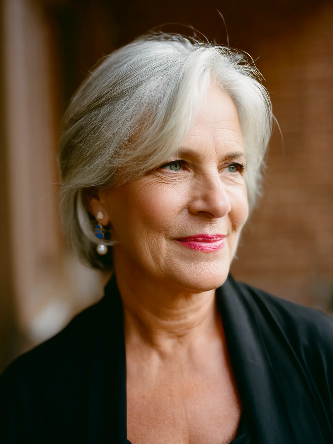 Air-Dried Silver Frost Straight Bob with Side Bangs