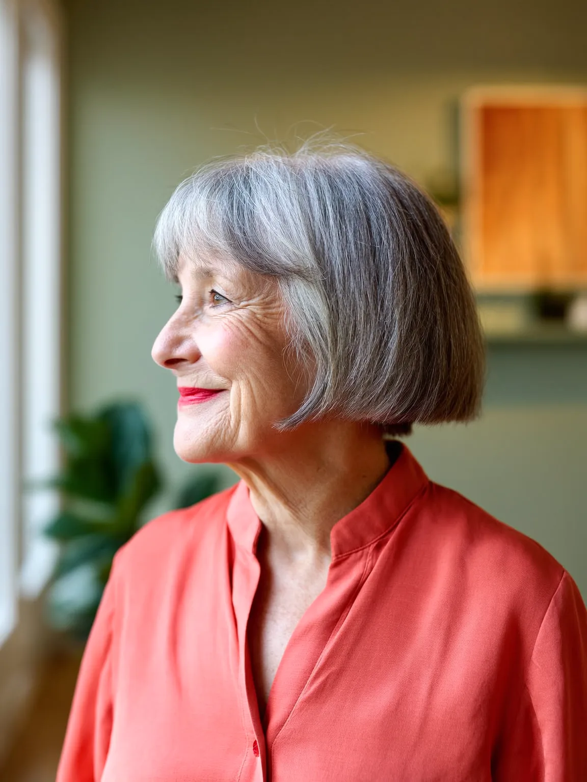 Silver Frost Straight Bob with Side-Swept Bangs