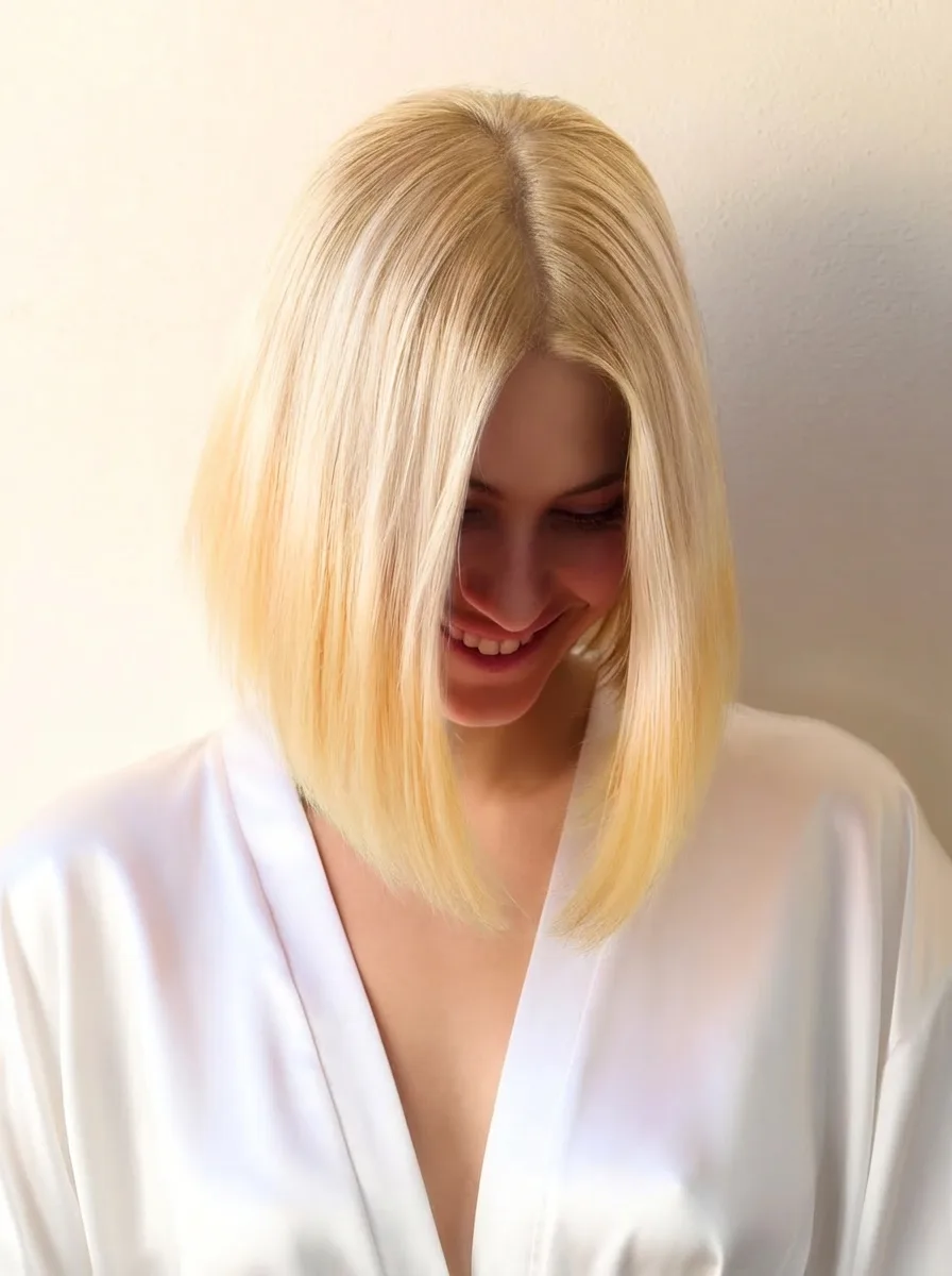 Vanilla Blonde Straight Bob with Medium Volume