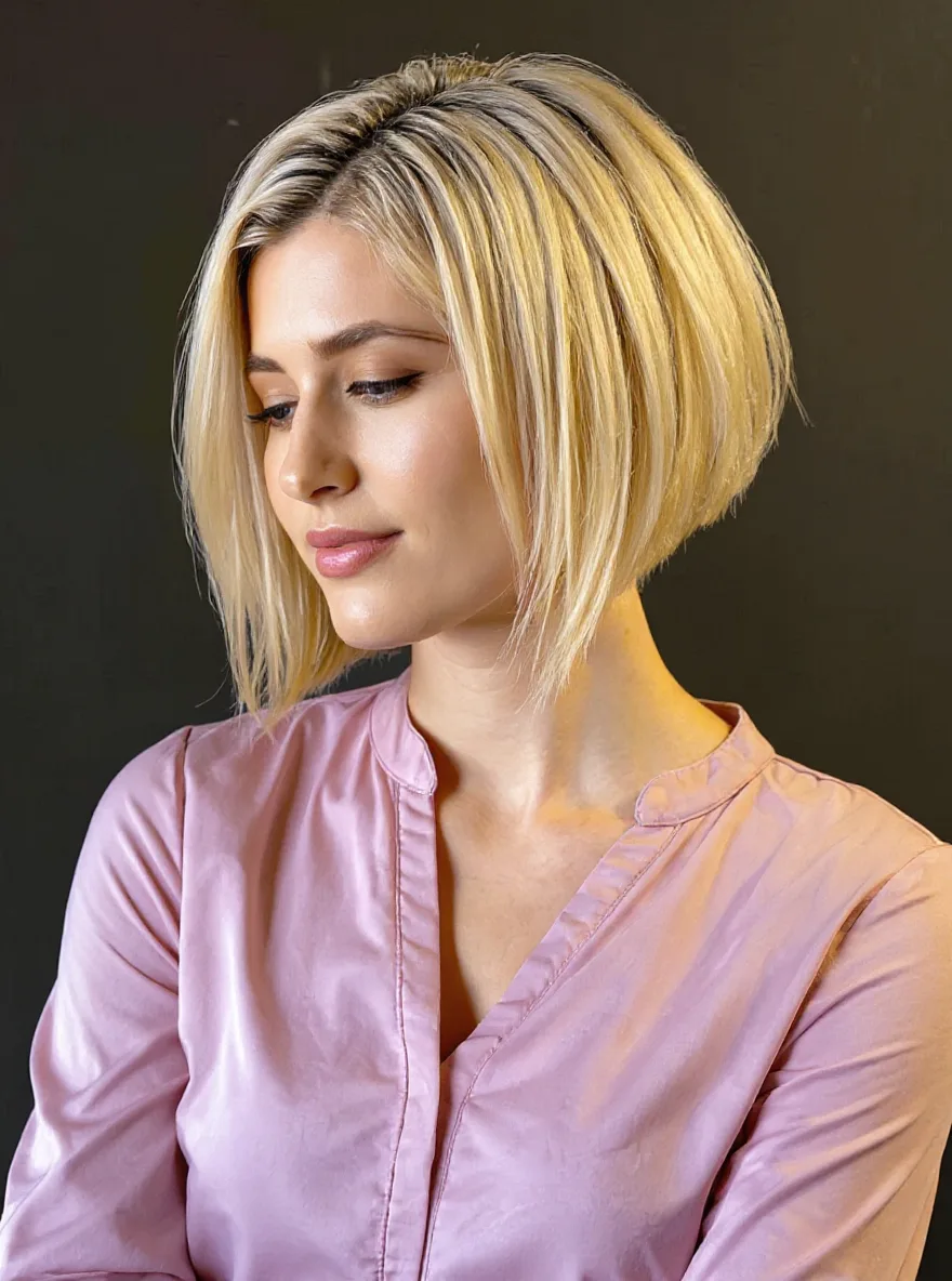 Voluminous Platinum Blonde Straight Bob