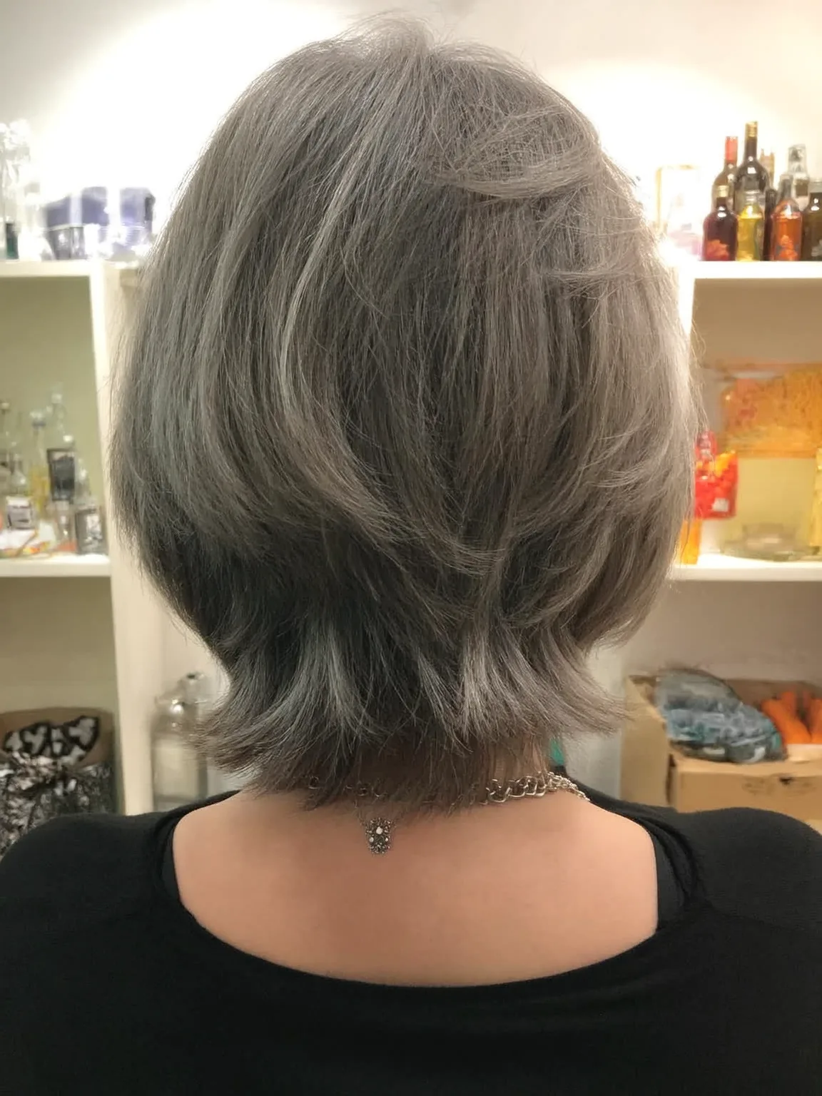 Straight Silver Frost Bob Complementing Round Faces