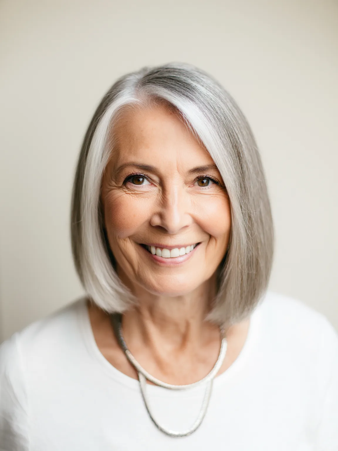 Classic Silver Frost Straight Chin-Length Bob