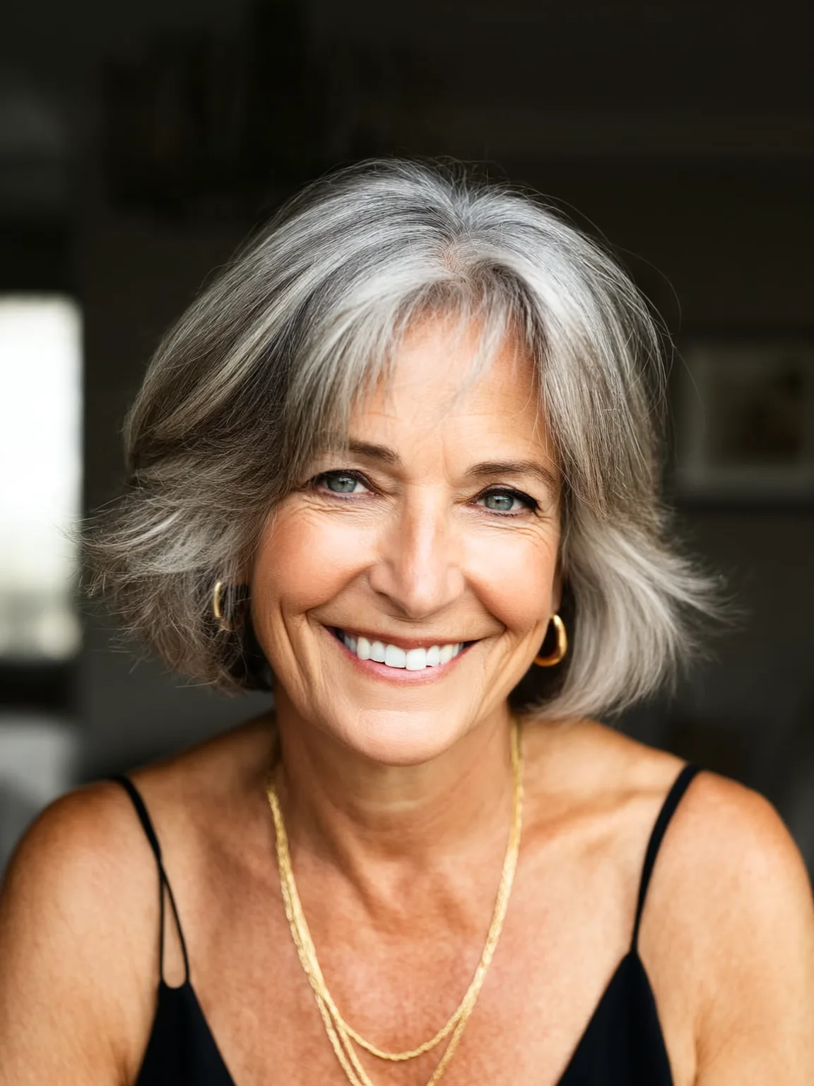 Wavy Silver Frost Bob with Medium Volume