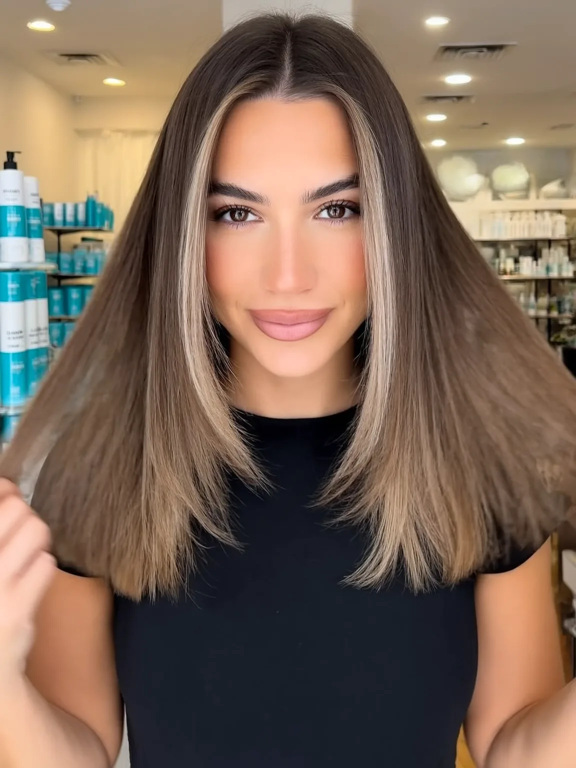 Medium-Length Blunt Cut with Straight Ash Bronde