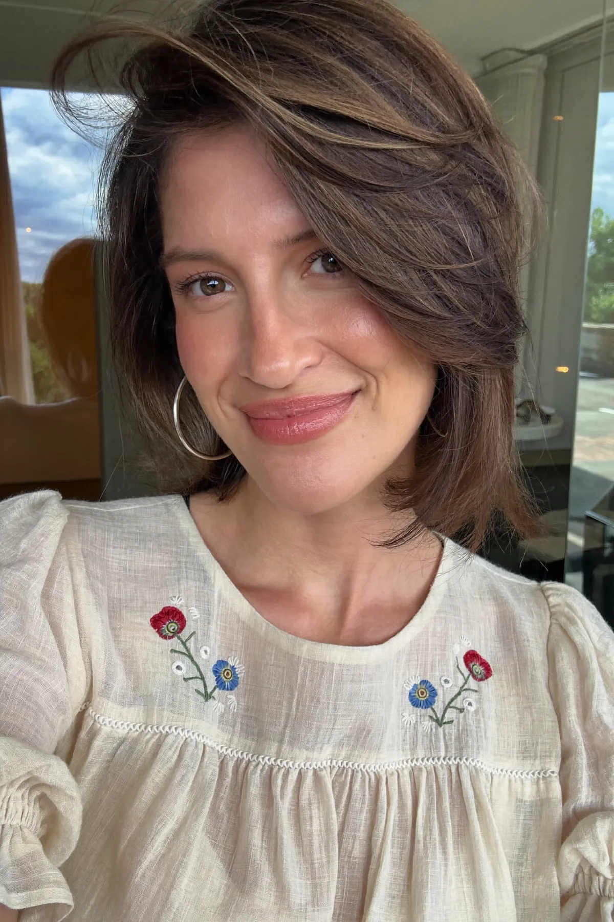 Chin-Length Sleek Straight Bob in Natural Brunette Solid Color