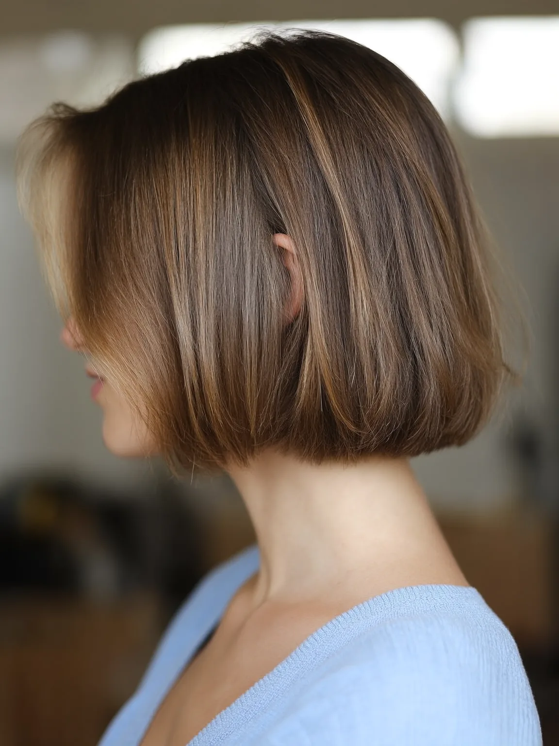 Warm Caramel Straight Chin-Length Bob