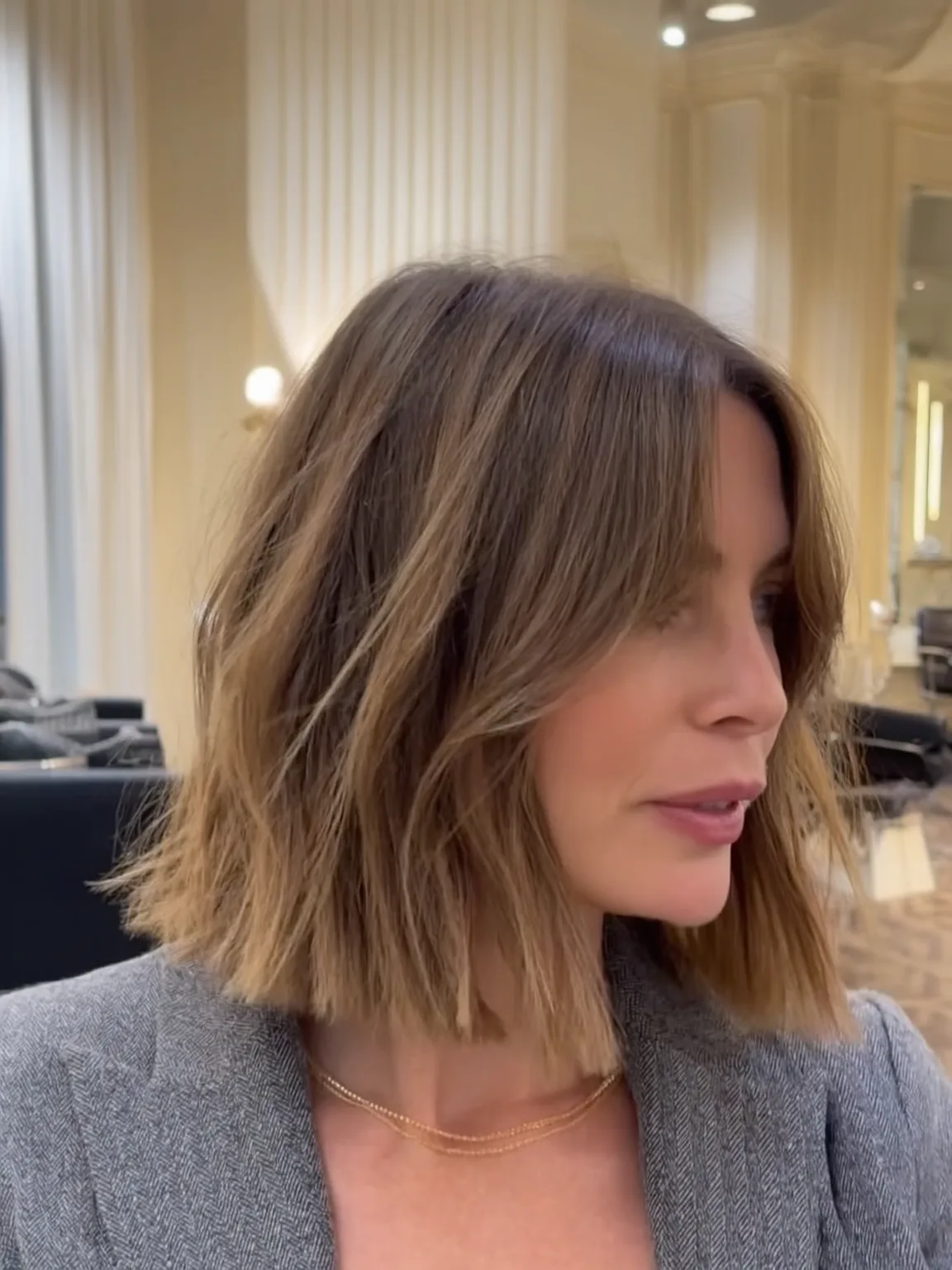 Versatile Soft Caramel Wavy Chin-Length Bob