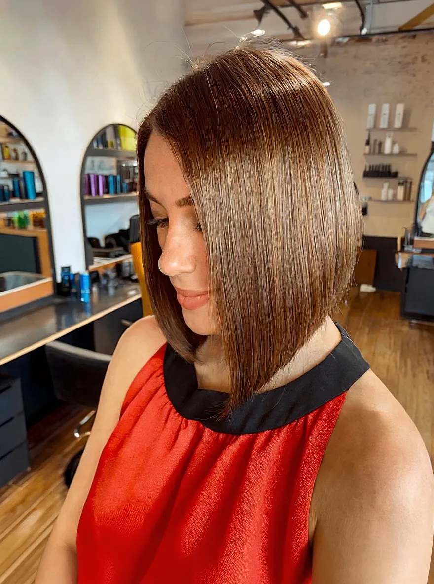 Sleek Warm Chestnut Straight Bob
